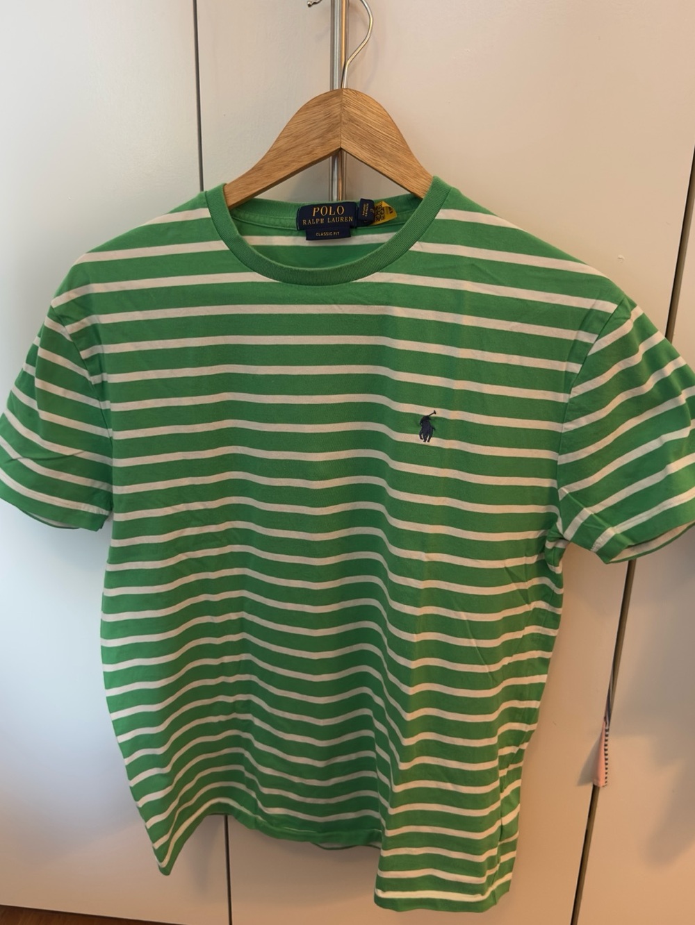 POLO by Ralph Lauren Green & White Striped Crew Neck Shirt